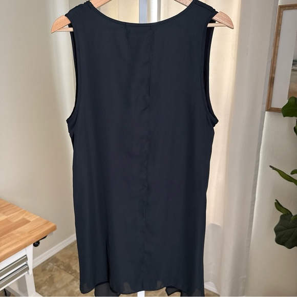 Green Envelope Women’s M Tank Top Black Lined Woven Sleeveless Layered - Picture 4 of 8